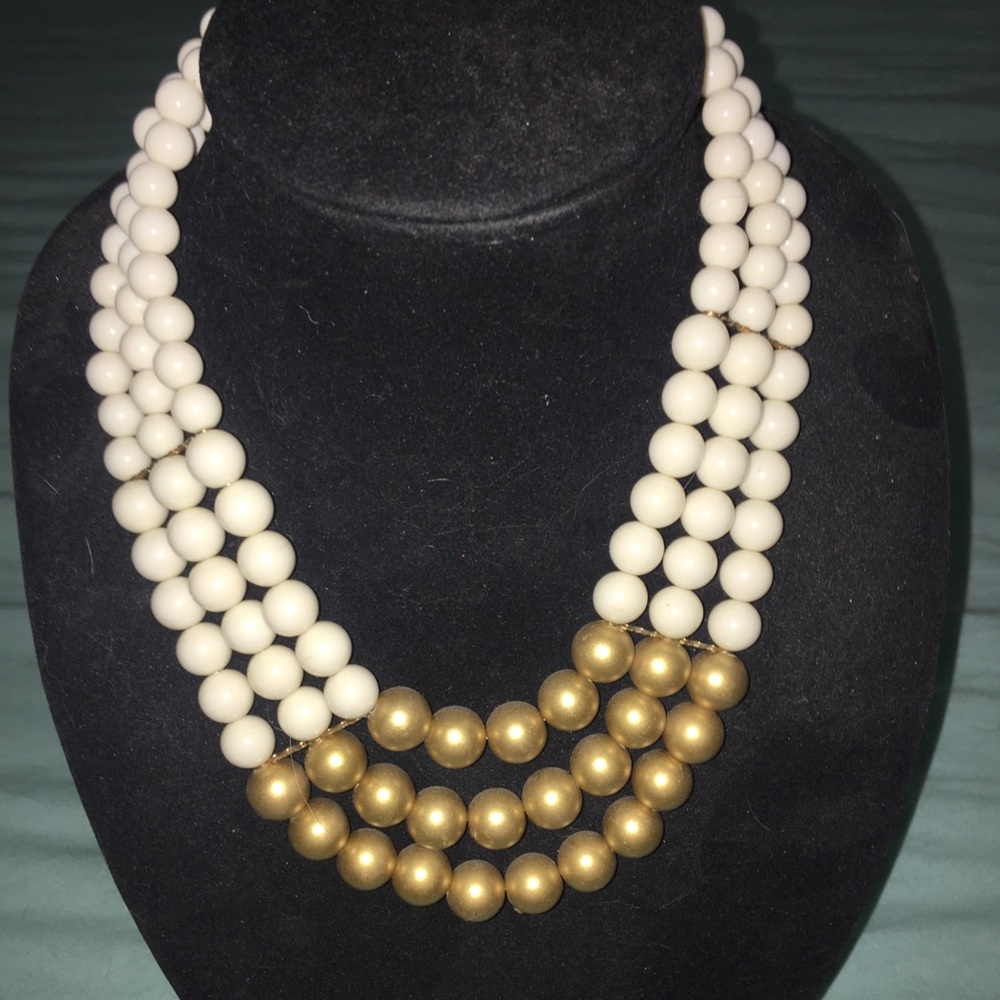 White & Gold Statement Necklace